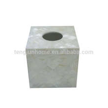 CCFW-TB White Chinese Freshwater Shell Round Tissue Box